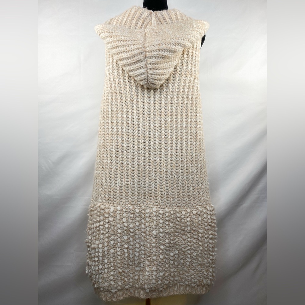 Cocogio Wool & Mohair Blend Chunky Knit Sleeveless Open Front Long Cardigan - Picture 2 of 7